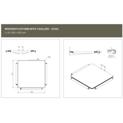 Dřevěná plošina se 3 válečky 500x500